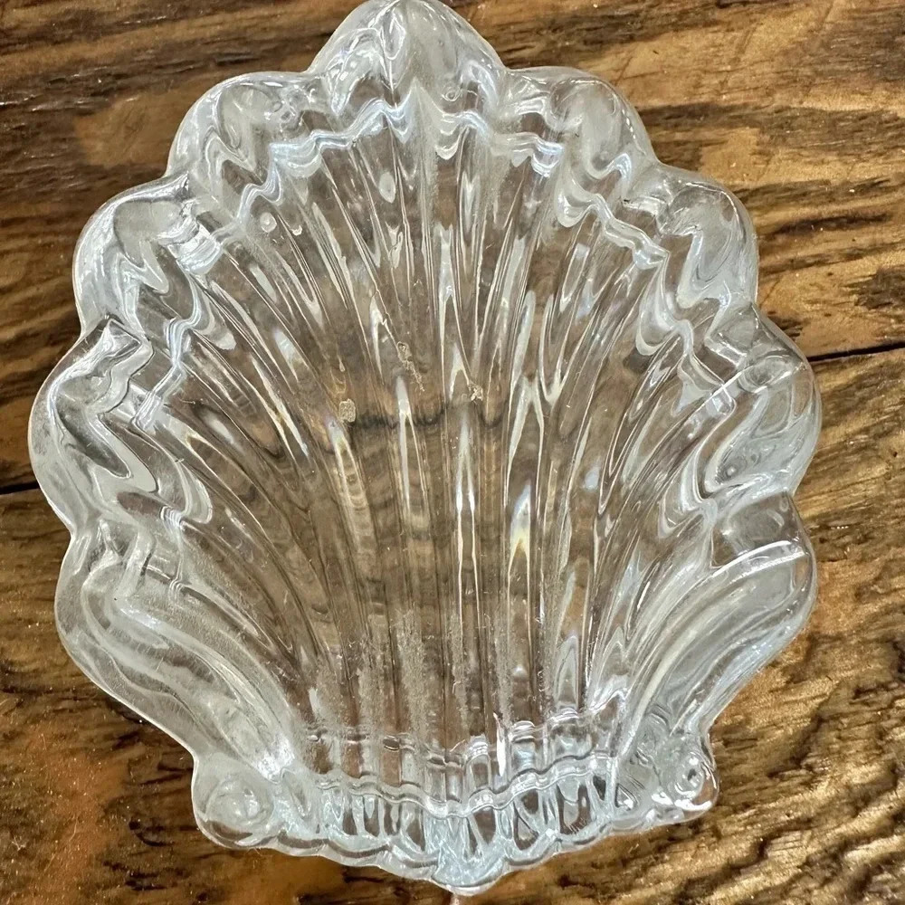 🐚Vintage Cute Shell Glass Trinket‎ Box 🐚